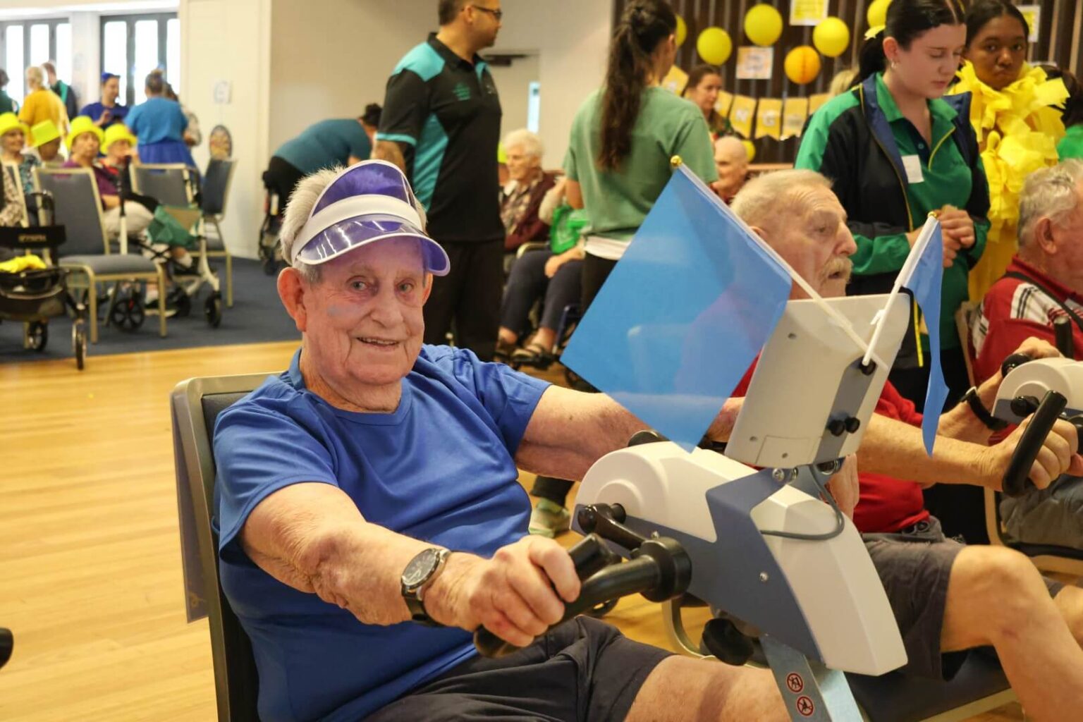 Leonard on the stationary bike.